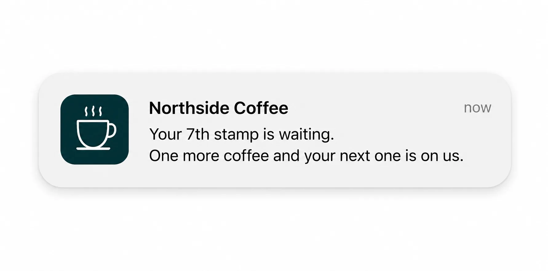 A push notification from a café on a lock screen