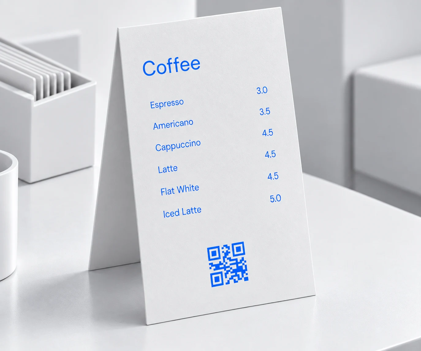 A LOYAI enrollment code at the foot of a printed coffee menu