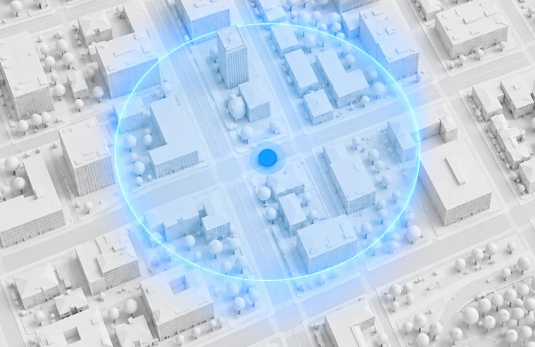 The same radius with the customer now inside it