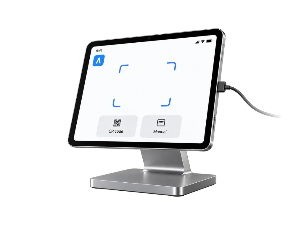 The LOYAI app open on a counter tablet