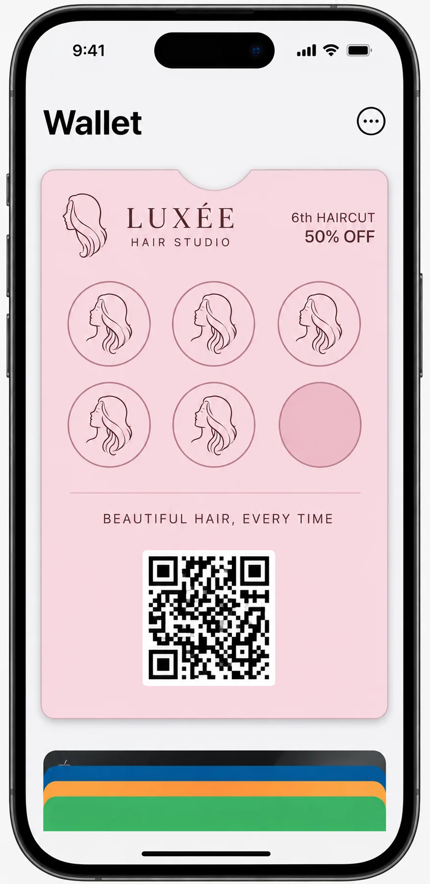 Luxée Hair Studio loyalty card in Apple Wallet